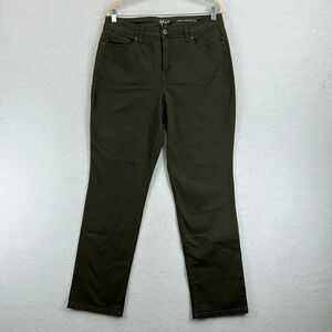 Style & Co Women’s Jeans Curvy Sz 12 Olive Green Straight Leg High Rise Stretch